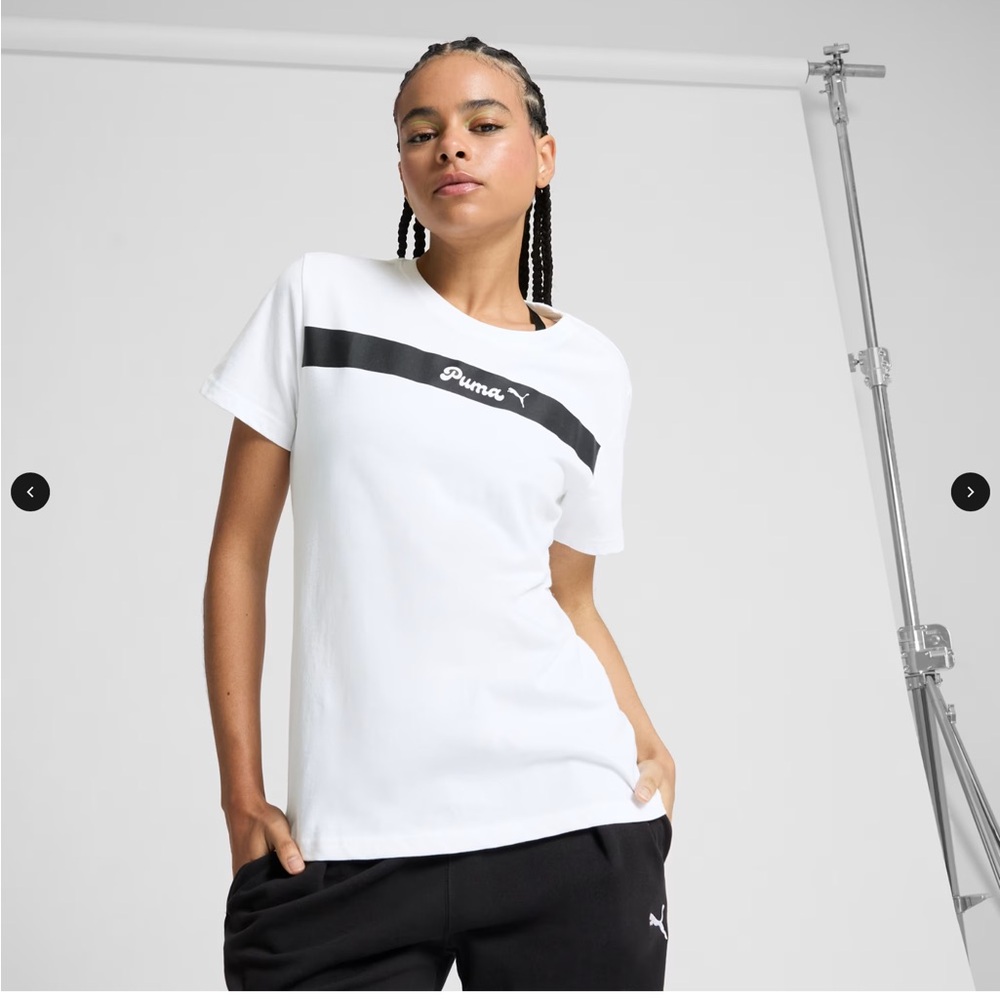 Puma Woman’s White and Black Upfront Line Tee
